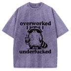 Overworked Raccoon Funny Animal Vintage Washed T-shirt
