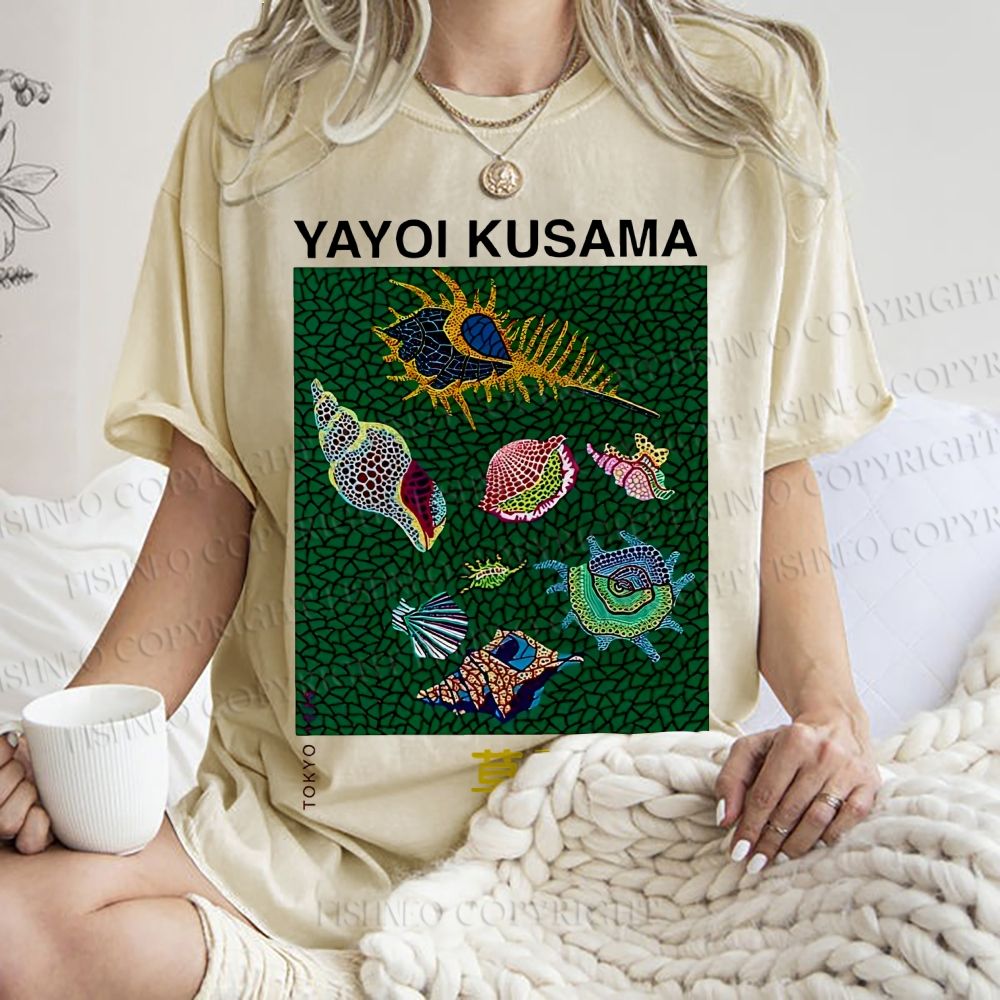 Unisex Yayoi Kusama Shells Printed Washed Tee