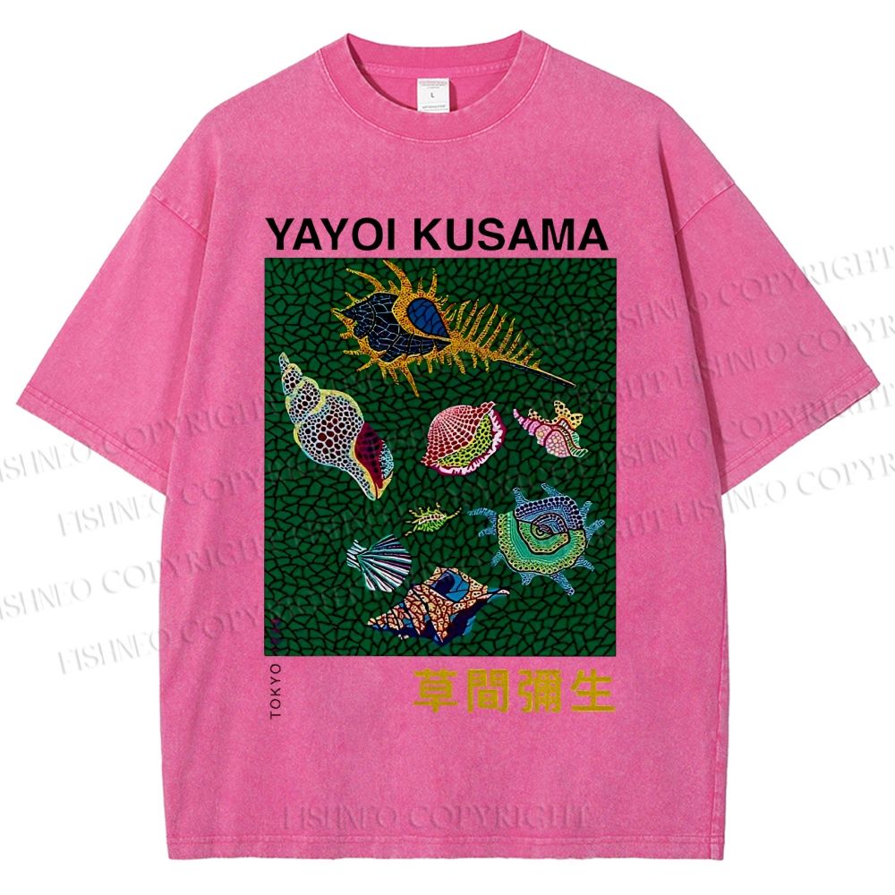 Unisex Yayoi Kusama Shells Printed Washed Tee
