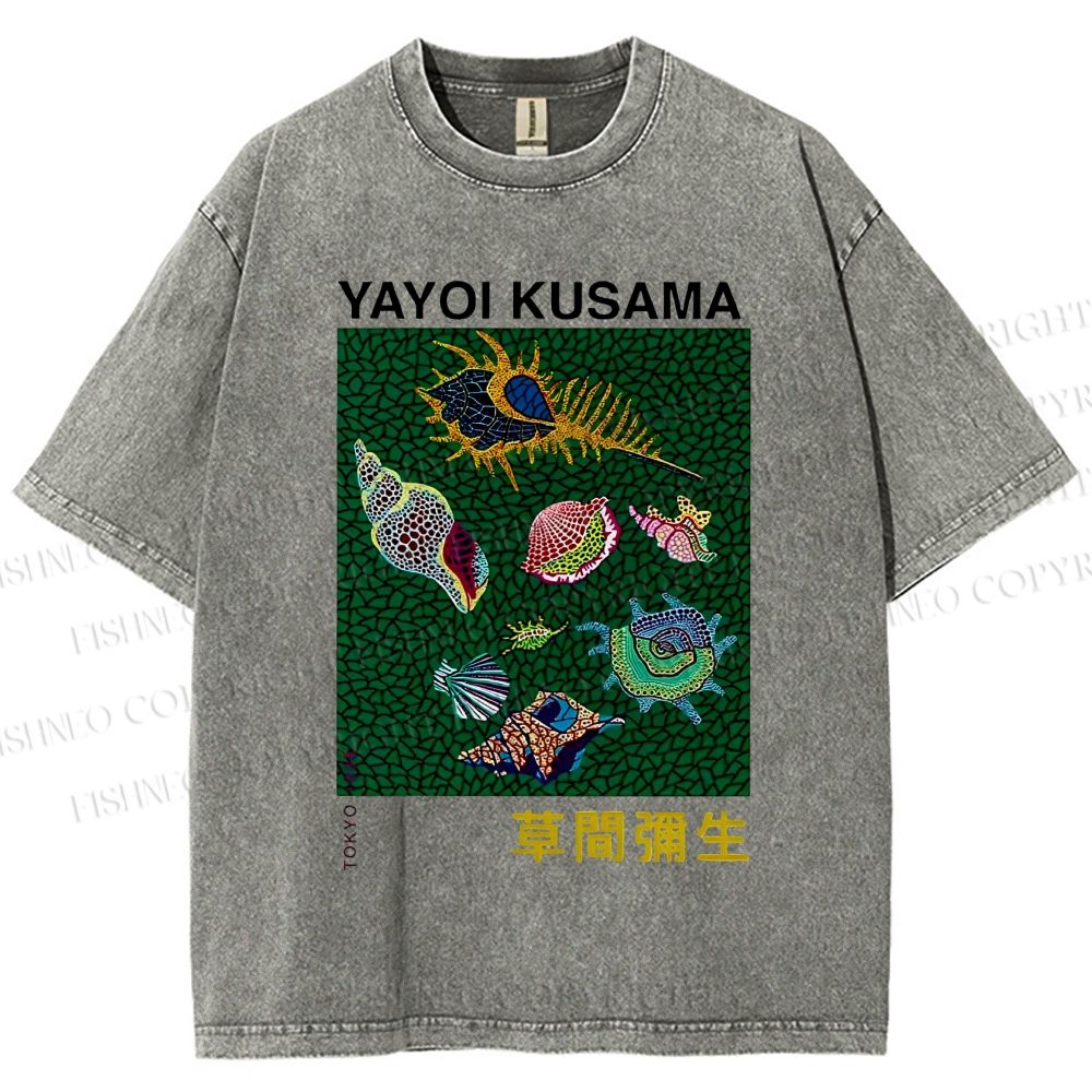 Unisex Yayoi Kusama Shells Printed Washed Tee