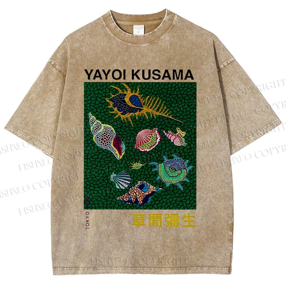 Unisex Yayoi Kusama Shells Printed Washed Tee