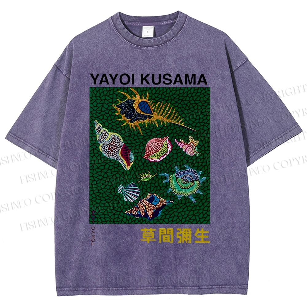 Unisex Yayoi Kusama Shells Printed Washed Tee