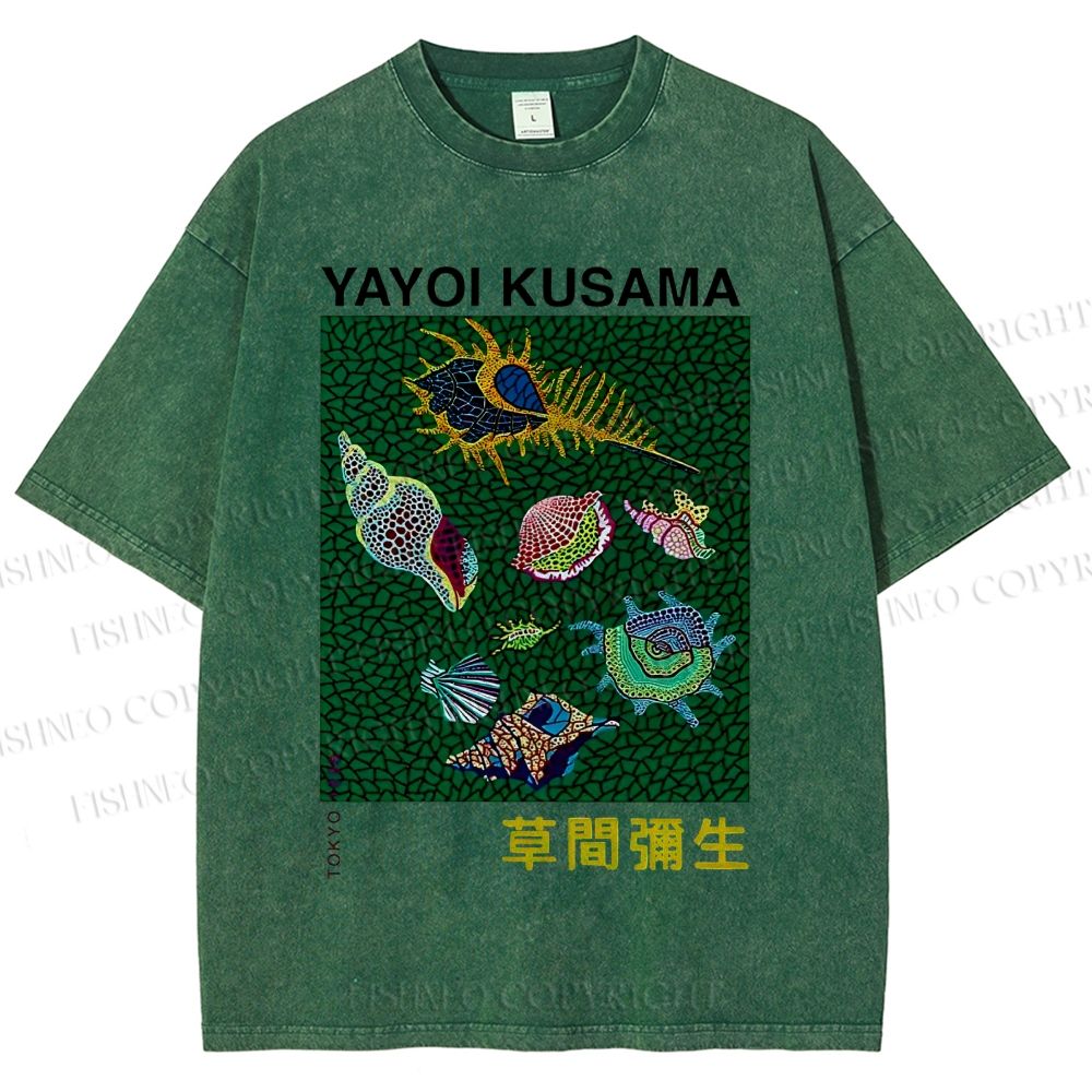 Unisex Yayoi Kusama Shells Printed Washed Tee
