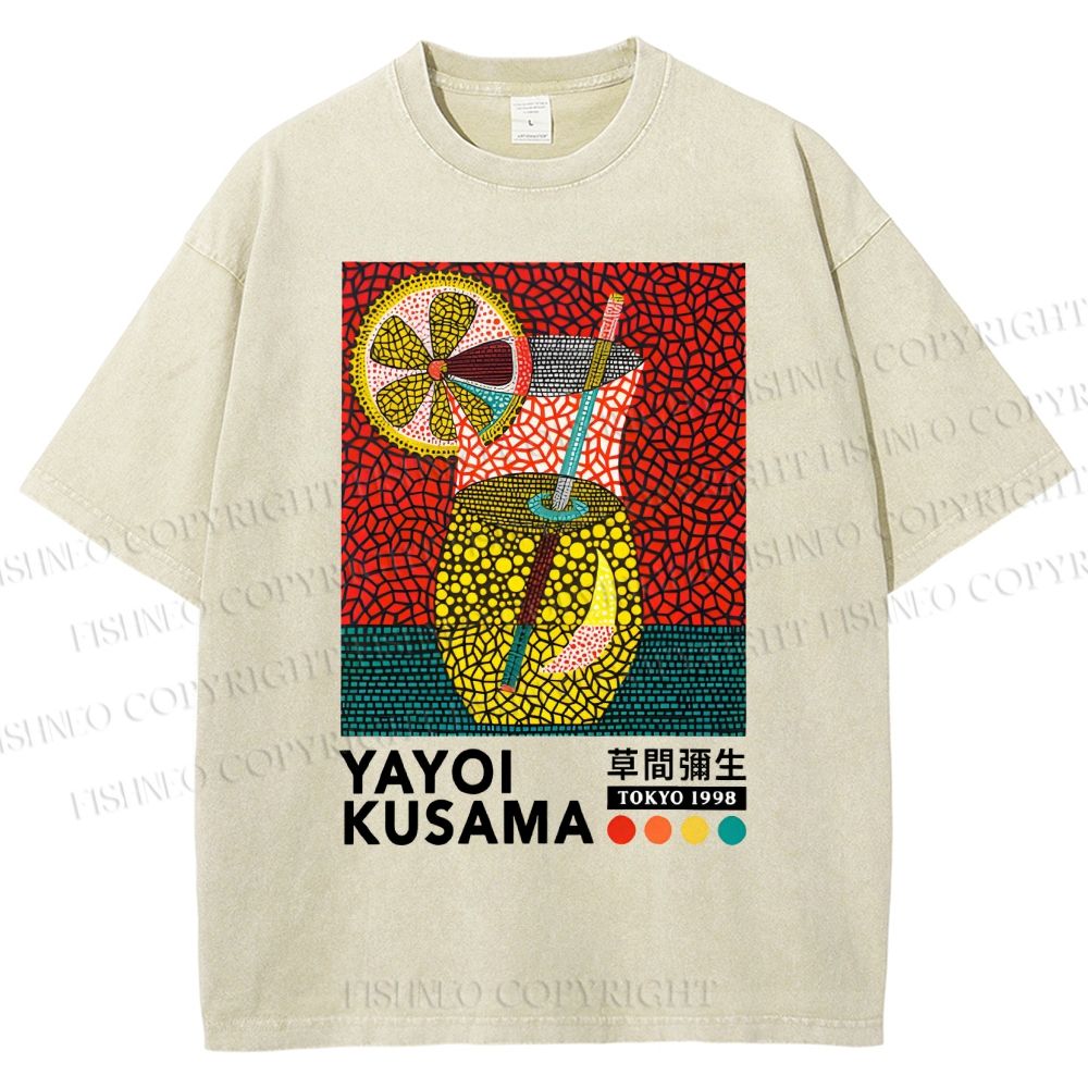 Unisex Yayoi Kusama Cocktails Printed Washed Tee