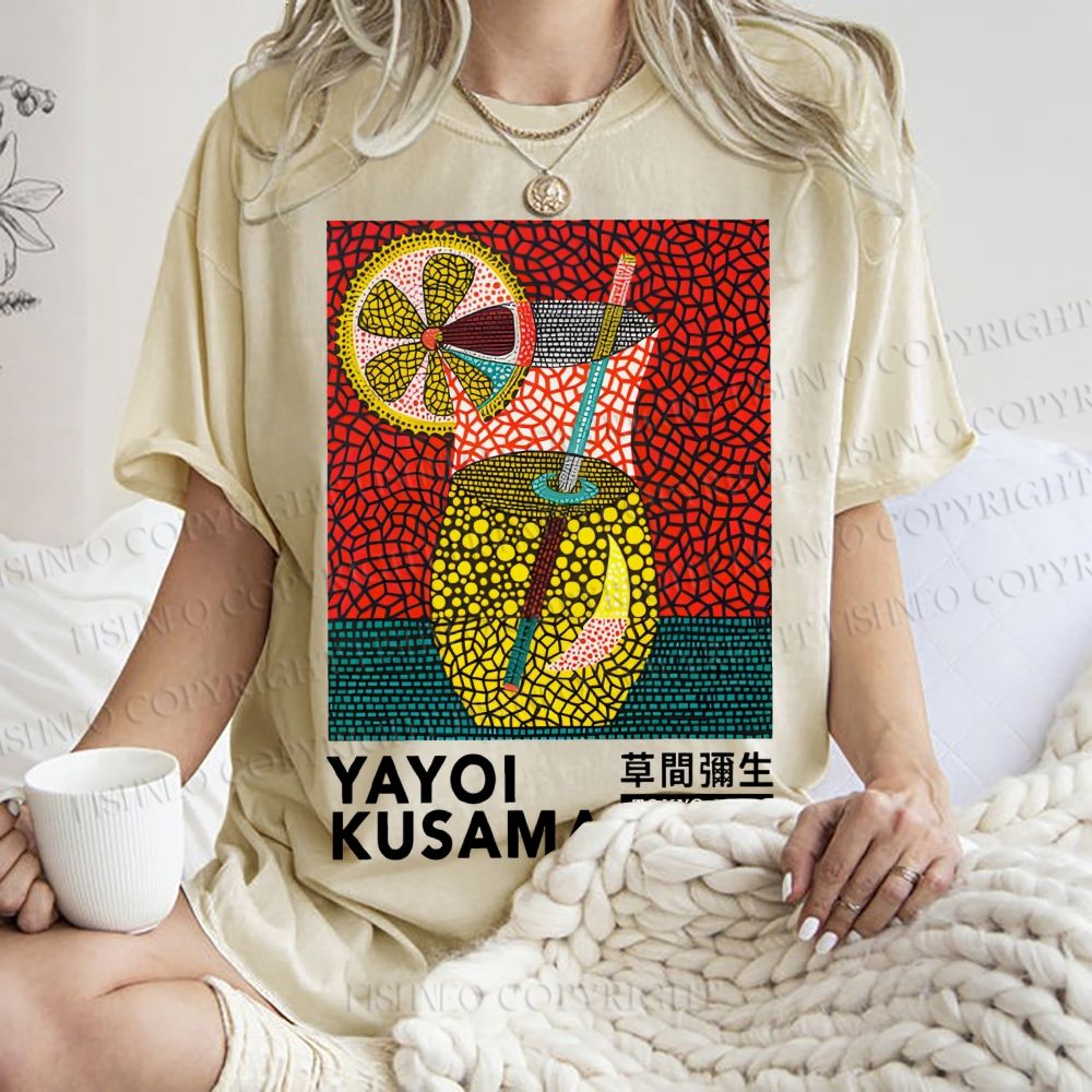 Unisex Yayoi Kusama Cocktails Printed Washed Tee