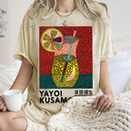Unisex Yayoi Kusama Cocktails Printed Washed Tee