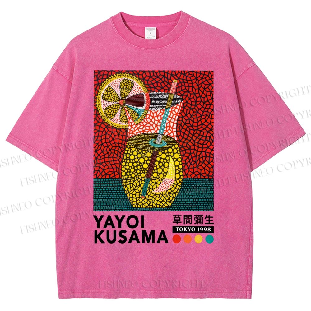 Unisex Yayoi Kusama Cocktails Printed Washed Tee