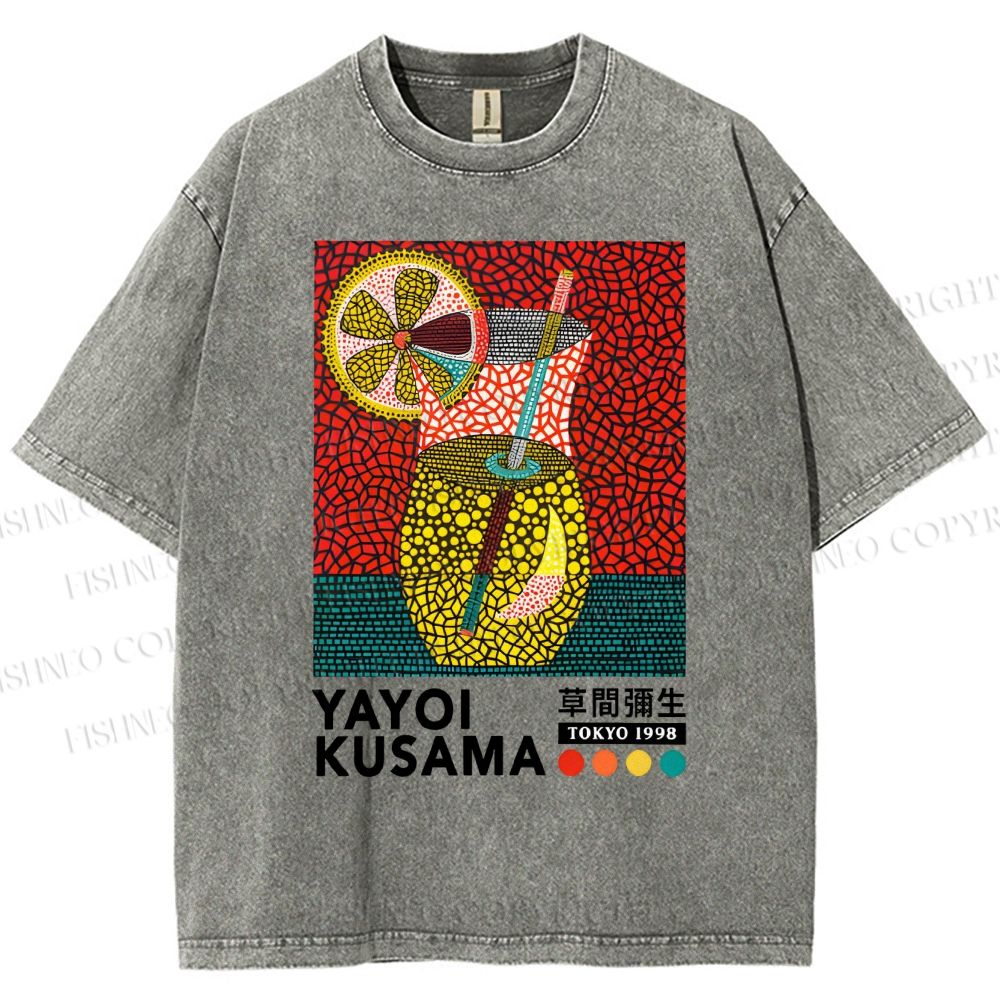 Unisex Yayoi Kusama Cocktails Printed Washed Tee