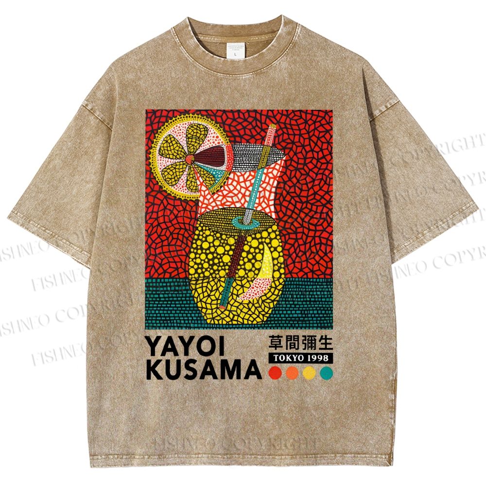 Unisex Yayoi Kusama Cocktails Printed Washed Tee