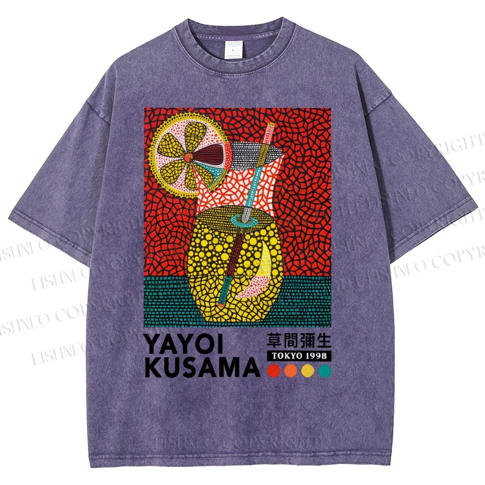 Unisex Yayoi Kusama Cocktails Printed Washed Tee