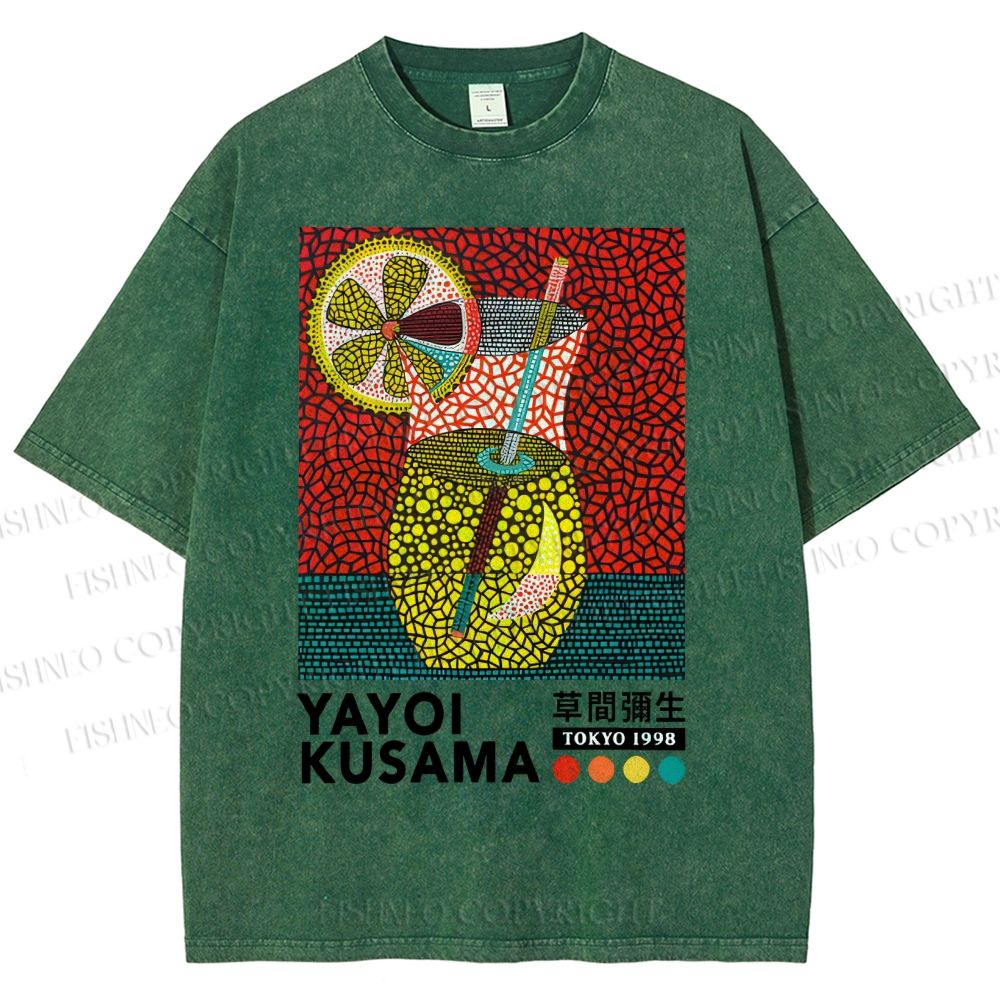 Unisex Yayoi Kusama Cocktails Printed Washed Tee
