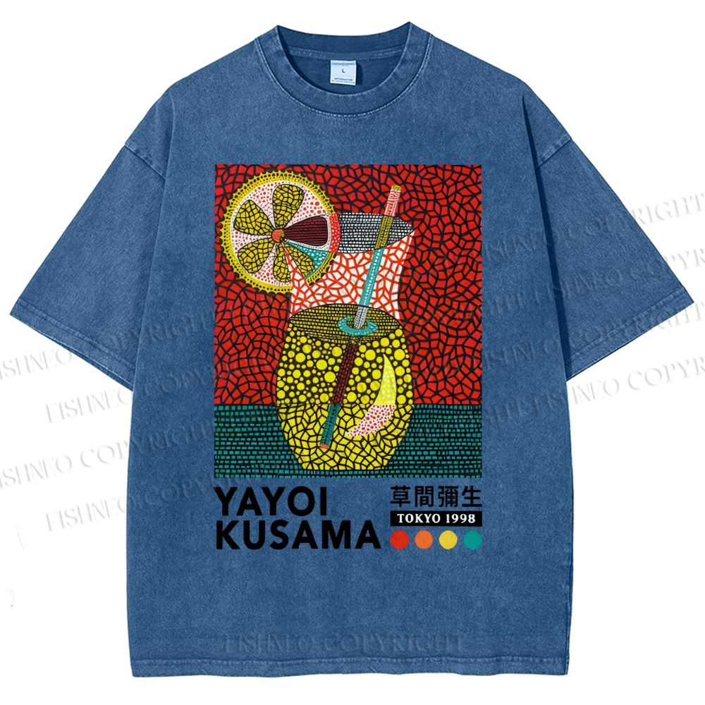 Unisex Yayoi Kusama Cocktails Printed Washed Tee