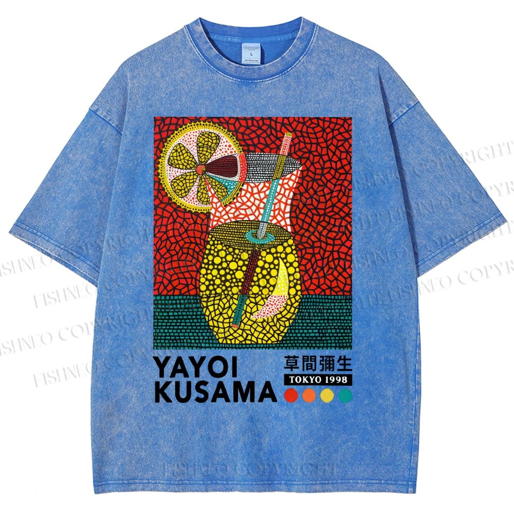 Unisex Yayoi Kusama Cocktails Printed Washed Tee