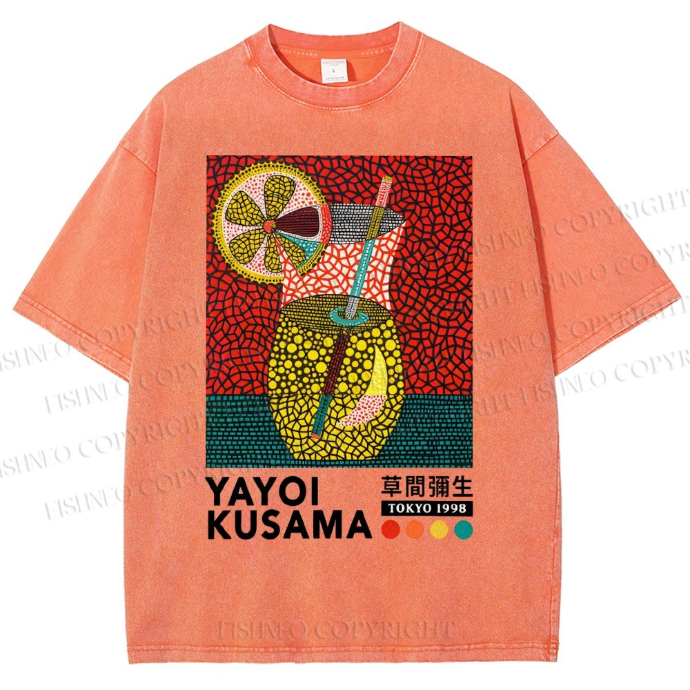Unisex Yayoi Kusama Cocktails Printed Washed Tee