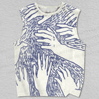 Unisex Hands Printed Tank Top