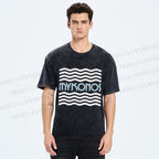 Unisex Mykonos Wave Printed Washed Tee