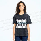 Unisex Mykonos Wave Printed Washed Tee