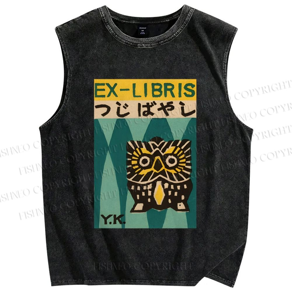 Unisex Exlibris Printed Washed Tank Top