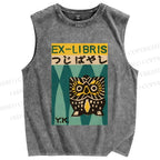 Unisex Exlibris Printed Washed Tank Top