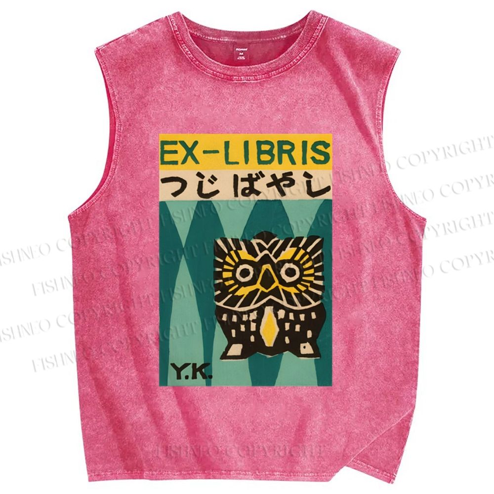 Unisex Exlibris Printed Washed Tank Top