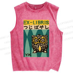 Unisex Exlibris Printed Washed Tank Top