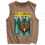 Unisex Exlibris Printed Washed Tank Top