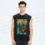Unisex Exlibris Printed Washed Tank Top