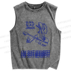 Unisex Car Seat Headrest Vintage Bird Printed Washed Tank Top