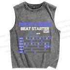 Unisex Drum&Bass Printed Washed Tank Top