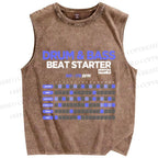 Unisex Drum&Bass Printed Washed Tank Top