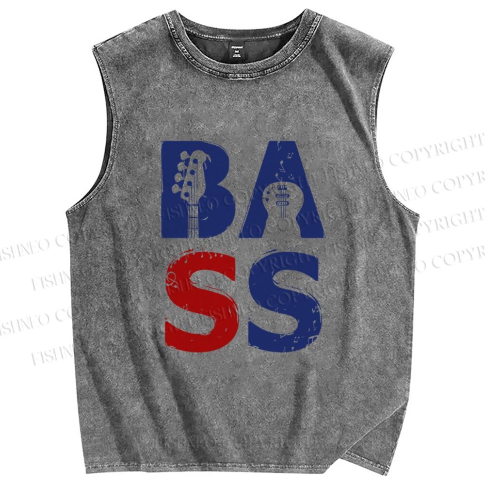Unisex Bass Printed Washed Tank Top