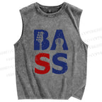 Unisex Bass Printed Washed Tank Top