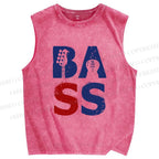 Unisex Bass Printed Washed Tank Top