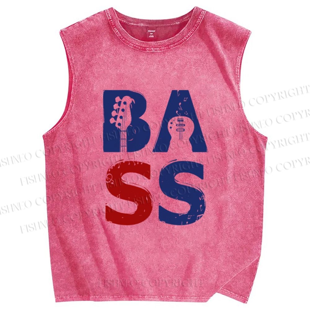 Unisex Bass Printed Washed Tank Top