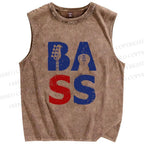 Unisex Bass Printed Washed Tank Top