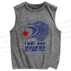 Unisex I will not elaborate Eagle Star Printed Washed Tank Top