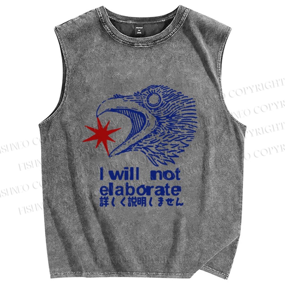 Unisex I will not elaborate Eagle Star Printed Washed Tank Top