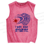 Unisex I will not elaborate Eagle Star Printed Washed Tank Top