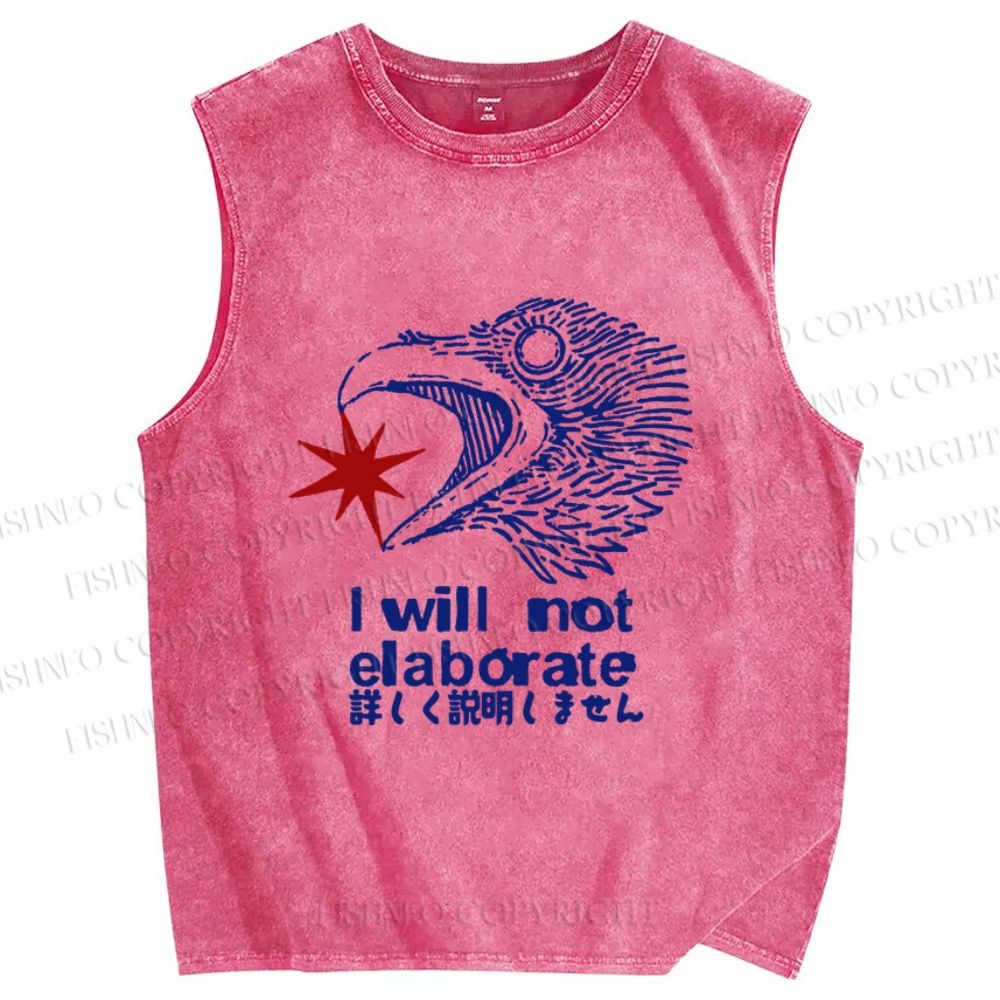 Unisex I will not elaborate Eagle Star Printed Washed Tank Top