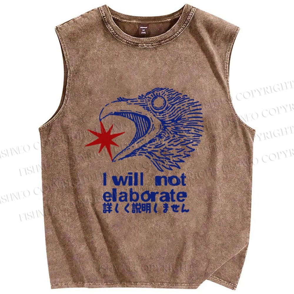 Unisex I will not elaborate Eagle Star Printed Washed Tank Top