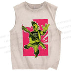 Unisex Rock Roll Graffiti Printed Washed Tank Top