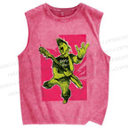 Unisex Rock Roll Graffiti Printed Washed Tank Top
