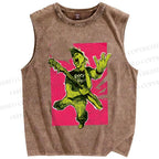 Unisex Rock Roll Graffiti Printed Washed Tank Top