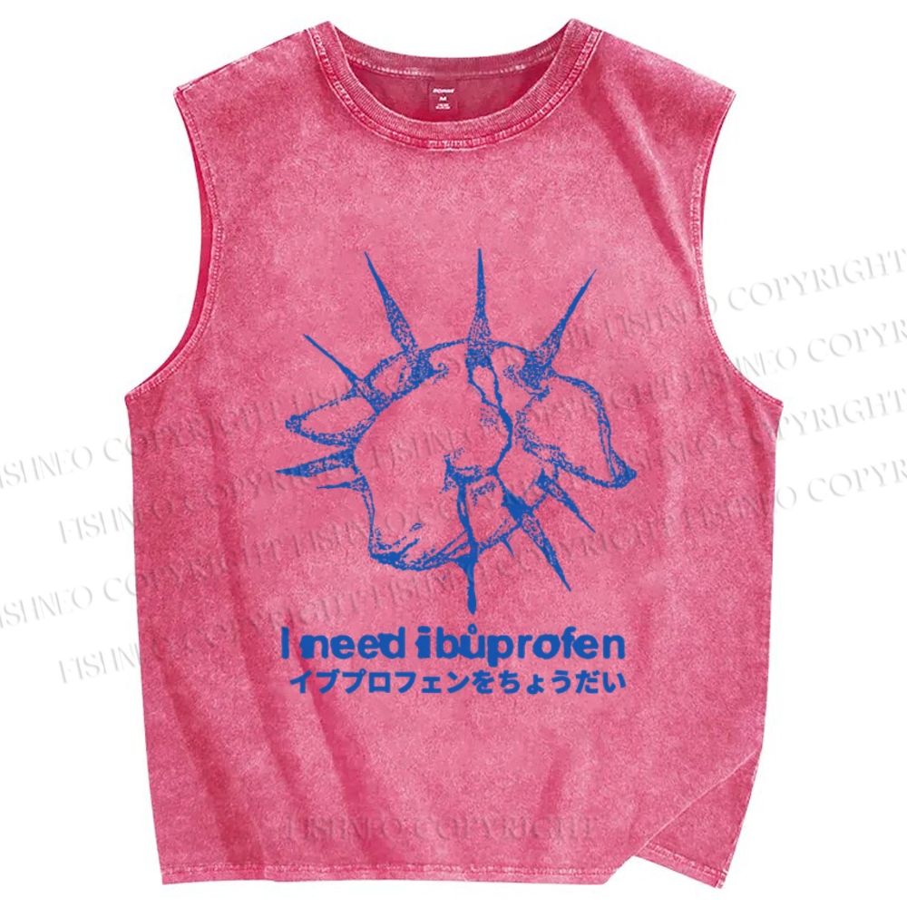 Unisex I need ibuprofen Sheep Printed Washed Tank Top