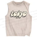 Unisex Tokyo Printed Washed Tank Top
