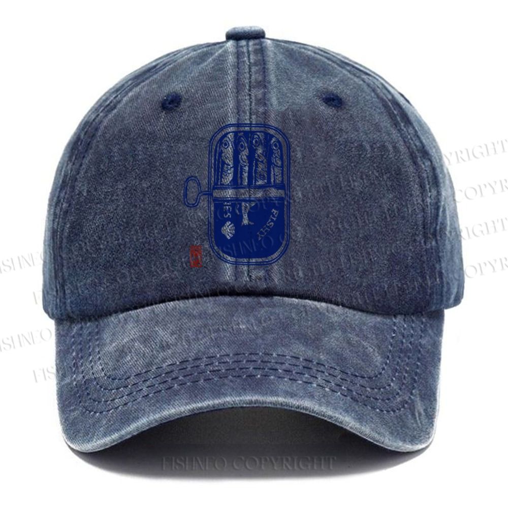 Unisex Vintage Sardine Fish Can Vintage Casual Washed Cap