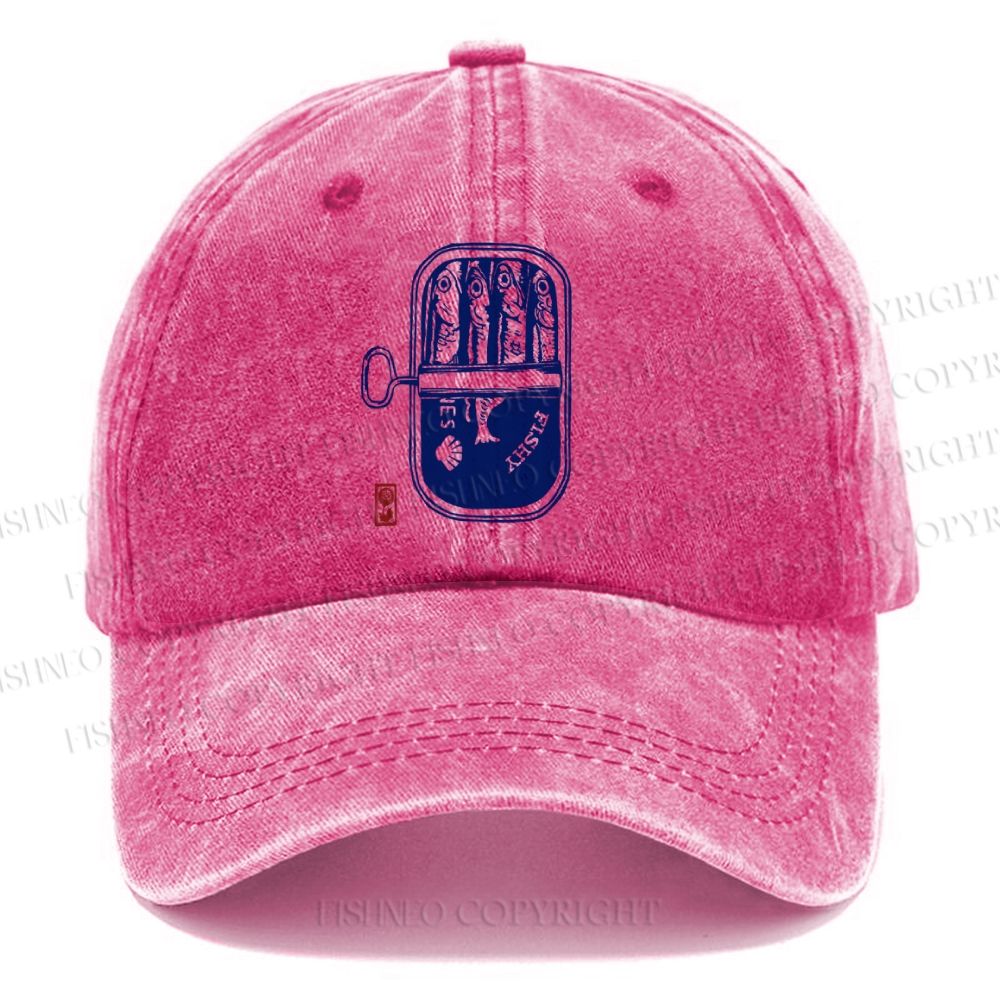 Unisex Vintage Sardine Fish Can Vintage Casual Washed Cap
