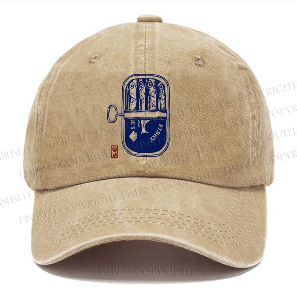 Unisex Vintage Sardine Fish Can Vintage Casual Washed Cap