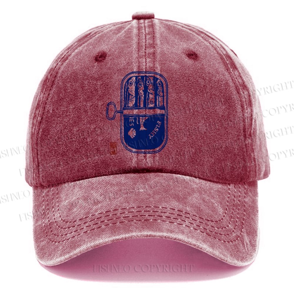 Unisex Vintage Sardine Fish Can Vintage Casual Washed Cap