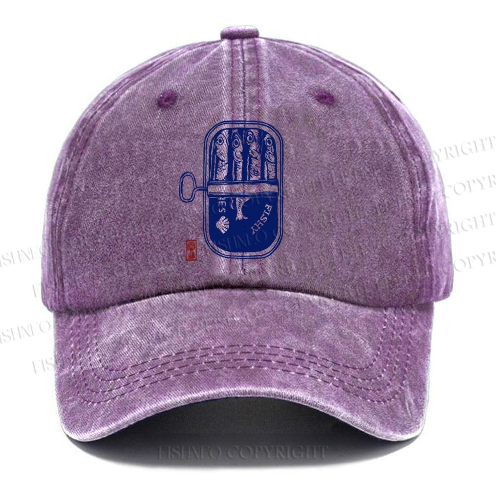 Unisex Vintage Sardine Fish Can Vintage Casual Washed Cap